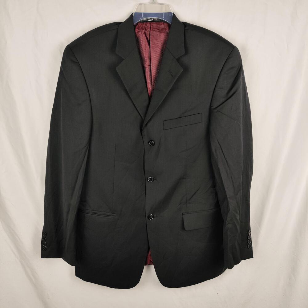 Giorgio Cosani Suit Jacket Mens 40 Long Black 100% Wool Notch Lapel 3 Button